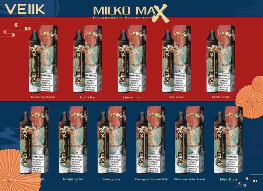VEIIK Micko MAX vaporizador desechable 1500 inhalaciones áloe uva 4N4043 VEIIK españa